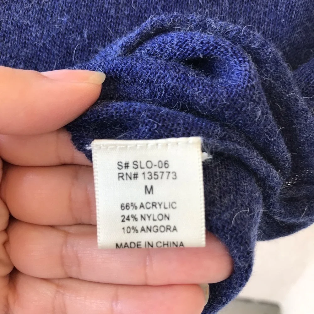 Olivaceous Blue Long‎ Sleeve Sweater Top Angora M